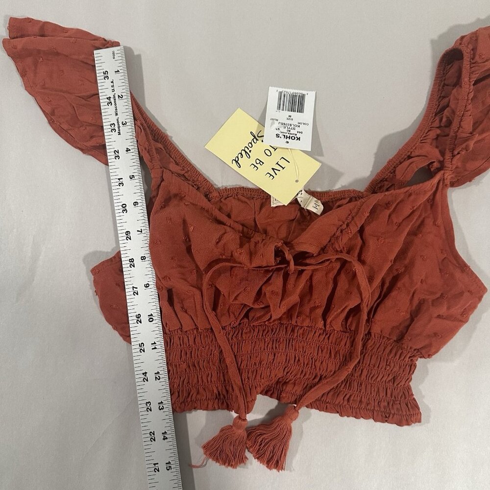 NWT Lot of 2 Babydoll Top Crop Women M Cotton‎ Blend Smocked Boho Peasant - Picture 8 of 11